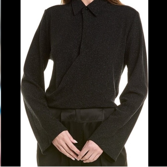 NEW Rag & Bone Lilith Metallic Blouse Top in Black - Size S - Picture 2 of 11